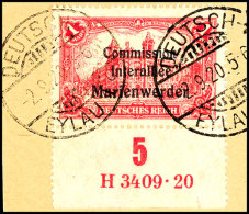 1 Mark Deutsches >Reich Mit Dreizeiligem Bdr.-Aufdruck "Marienwerder", Unterrandstück Mit Ur-HAN "H 3409.20",... - Other & Unclassified