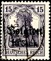 15 Cents. Auf 15 Pfennig Germania, Schwärzlichbläulichviolett, Gestempelt "Brüssel * 1p 7.11.18",... - Other & Unclassified