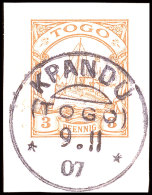KPANDU 9 11 07, Klar Und Zentrisch Auf Briefstück 3 Pfg Kaiseryacht, Katalog: 7 BSKPANDU 9 11 07, S.O.T.N... - Togo