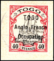 40 Pf. Mit Aufdruck Type I Tadellos Auf Briefstück, Gepr. Hoffmann-Giesecke Und Georg Bühler, Mi. 450,-,... - Togo