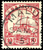 "MALUA (SAMOA) 5.3 10", Fast Zentrisch Auf Bedarfsstück 10 Pfg Kaiserjacht, ARGE 250.-, Katalog: 9 OMALUA... - Samoa