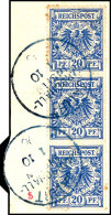 Reichspost 20 Pf Im Senkrechten Dreierstreifen Mit Blauem Stempel "JALUIT 1.10.96", Ein Wert Kleine Braune Flecken... - Marshall Islands