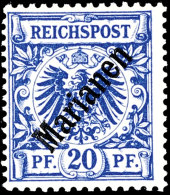 20 Pf. Diagonalaufdruck Tadellos Postfrisch, Fotoattest Dr. Friedrich F. Steuer VÖB: "tadellos Gezähnt... - Mariana Islands