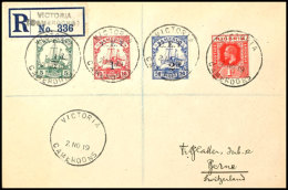 1/2 D. Auf 5 Pfg., 1 D. Auf 10 Pfg. (blauer Aufdruck) Und 2 D. Auf 20 Pfg. Kaiseryacht Und Nigeria Freimarke 1 D.... - Cameroun