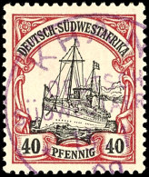 KHAN In Violett, Fast Zentr. Stpl. Auf 40 Pf., Tadellos, Katalog: 17 OCham In Violet, Almost Centric Stamp On... - German South West Africa