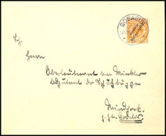 25 Pf. Gelblichorange Tadellos Auf überfrankiertem Ortsbrief Aus Gobabis An Eine Militärische Adresse.... - Deutsch-Südwestafrika