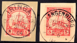 IRINGA 31/12 04 Und LANGENBURG 9 6 03, Je Klar Und Zentrisch Auf Briefstück 5 Pesa Kaiseryacht, Katalog: 13(2)... - German East Africa