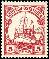 5 Pesa Kaiseryacht, Plattenfehler I "Linie Zwischen Randlinien Unten Und Band Mit Linker Währungsangabe... - German East Africa