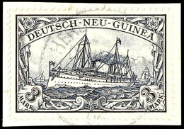 3 Mk Schiffszeichnung Ohne Wasserzeichen Auf Kabinett-Briefstück, Signiert, Mi. 190,-, Katalog: 18 BS3 Mk... - Deutsch-Neuguinea