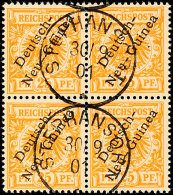 25 Pf. O Viererblock Gepr. Jäschke-L. BPP, Mi. 260.-, Katalog: 5a(4) O25 Pf. O Block Of Four... - Deutsch-Neuguinea