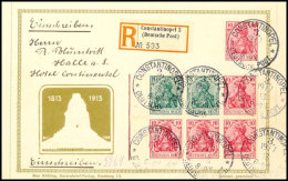 Germania 1913/14, 5 +10 Pf. Heftchenblatt Mit Durchgezähntem Rand Und Strichleisten Grün Und Karmin Als... - Deutsche Post In Der Türkei