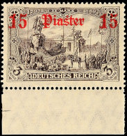 15 Pia Auf 3 Mark Deutsches Reich, B-Farbe, Unterrandstück, Tadellos Postfrisch, Unsigniert, Mi. 160.-,... - Deutsche Post In Der Türkei