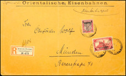 5 Piaster Aufdruck Type 2 ("A" Mit "Dach") Auf 1 Mark Und 4 Piaster Auf 80 Pf Auf Vordruck-R-Brief "Orientalische... - Deutsche Post In Der Türkei
