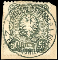 50 Pfg Mittelblaugrün Mit Klarem Und Zentrischen Ekr. "K. D. P.A. CONSTANTINOPEL 29/10 80" Auf Eng... - Deutsche Post In Der Türkei