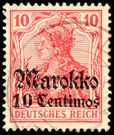 ARSILA (MAROKKO) DP...", Guter Teilabschlag Auf Loser Marke 10 C. Auf 10 Pfg. Germania Mit Aufdruck "Marokko",... - Morocco (offices)