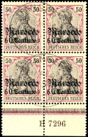 60 C. Auf 50 Pf. Germania Mit Wz., Aufdruck Cc, Unterrand-4er-Block Mit Aufdruck-HAN 7296, Paarweise Gestempelt... - Morocco (offices)