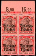 1 Pes. Auf 80 Pf., Oberrandviererblock Tadellos Postfrisch, Mi. 280.-, Katalog: 29(4) **1 Pes. On 80 Pf., Block... - Deutsche Post In Marokko