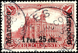 1.25 Pes. "fetter" Aufdruck Tadellos Gestempelt, Mi. 240,--, Katalog: 16II O1. 25 Pes. "fatter" Overprint Neat... - Deutsche Post In Marokko