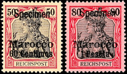 3 C. Bis 1 Pes. Reichspost, 8 Werte, Je Mit Aufdruck "Specimen", Ungebraucht (Erstfalzspur), Mi. 1440,-, Katalog:... - Morocco (offices)