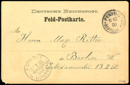 1900, Feldpost-Vordruckkarte Aus PEKING DP 11.12.00 Mit Viel Text Und Absenderangabe "...Kaiser-Palast Peking.."... - Deutsche Post In China