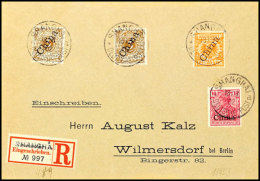 13.03.02: Mischfrankatur 2x 3 Pf, 25 Pf (Mi. 1II, 5II) Mit 10 Pf (Mi. 17) Mit 4x Stempel SHANGHAI Auf R-Brief Nach... - Deutsche Post In China