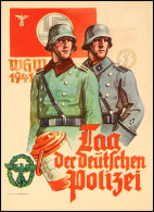 Propaganda, Mehrfarbige Uniformkarte "Tag Der Deutschen Polizei 1941" Durch WHW Mit Abb. Schutzpolizist Und... - Other & Unclassified