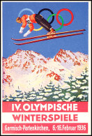 Olympische Spiele Garmisch 1936, Offizielle Colorkarte Skispringer Des Österr. Olympia-Fond  BFOlympic... - Other & Unclassified
