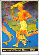 Olympische Spiele Berlin 1936, Offizielle Color-Werbekarte Nr. 6 "Fackelstaffellauf"  BFOlympic Games Berlin... - Sonstige & Ohne Zuordnung