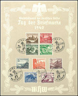 1940, T.d. Briefmarke, Gr. WHW-Gedenkblatt Mit Pass. MiNr. 730/38 U. SST Wien 7.1.1940, Rücks. Falzspuren,... - Sonstige & Ohne Zuordnung