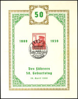 1939, Des Führers 50. Geburtstag 1889 - 1939, Color Gedenkblatt Mit Pass. MiNr. 691 Und SST Berlin, Erh. I ... - Other & Unclassified