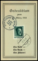 1938, Kl. Gedenkblatt Zum 13. März 1938 "Ein Volk, Ein Reich ...", Frankiert Mit MiNr. 680, Pass. Gestempelt... - Other & Unclassified