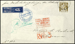 Belgien: 1935, Frankierter Brief Mit Sonder-Cachet RV 3, Blauem Flugstempel Vom 4.9. Und E.U. Roberti, Pracht (EZ:... - Sonstige & Ohne Zuordnung