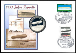 Medaillenbrief, 100 Jahre Zeppelin Mit Großer Medaille (40mm)  Medals Letter, A Hundred Years Zeppelin... - Sonstige & Ohne Zuordnung
