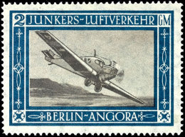 2 GM "Flugmarke Junkers Luftverkehr", Postflug Berlin - Stambul - Angora, Tadellos Postfrisch, Auflage Nur 1.000... - Airmail & Zeppelin