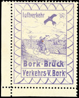 1912, Flugmarke Für Bork-Brück, Unikat In Postfrischer Erhaltung - Eckrandstück Unten Links, Im... - Luft- Und Zeppelinpost
