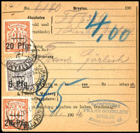 BRESLAU PACKETFAHRT: 1904, 5 Pfg Auf 5 Mark Und Zweimal 20 Pfg Auf 80 Pfg Rotorange Auf Paketkarte Vom "27.XI.04",... - Privatpost