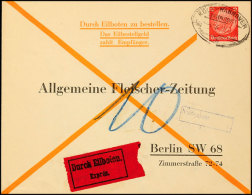 12 Pfg Hindenburg Privatganzsachenumschlag 1934 An "Allgemeine Fleischer-Zeitung Berlin", Ab Bahnpost... - Sonstige & Ohne Zuordnung