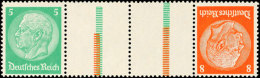 5+Z+Z+8 Pf. Hindenburg 1934, Waager. Zusammendruck, Strichleisten übereinander, Postfrisch, Mi. 180,-,... - Other & Unclassified