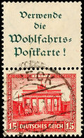 A1+15 Pf., Nothilfe 1930, Senkr. Zusammendruck, Gest. "LÜBECK 22.11.30", Mi. 150,-, Katalog: S84 OA1 15... - Sonstige & Ohne Zuordnung