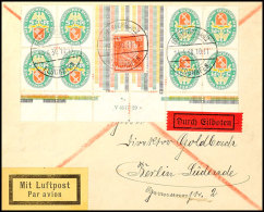 5+Z+Z+5 Pfg Nothilfe 1929, äußere Strichleisten Gelb/schwarz, Kehrdruck Im Senkrechten Paar Mit Weiteren... - Sonstige & Ohne Zuordnung