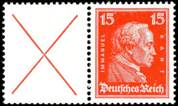 X + 15 Pfg, Kant 1927, Waagerechter Zusammendruck Mit Rand, Tadellos Postfrisch, Unsigniert, Mi. 250,-, Katalog:... - Sonstige & Ohne Zuordnung