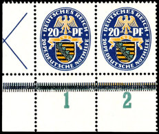 Nothilfe 1925, Heftchenblatt 44A = Halbes X + 20 Pfg + 20 Pfg, In Diesem Fall Vom Eckrand Unten Rechts - In Dieser... - Sonstige & Ohne Zuordnung