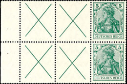 Germania 1912, 4 Andreaskreuze Mit 5 Pf., Heftchenblatt Mit Durchgezähntem Rand, Ungebraucht (Falzspur Aus... - Sonstige & Ohne Zuordnung