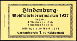 Hindenburgspende 1927, Markenheftchen 24.1A, Postfrisch, Mi. 320.-, Katalog: MH24.1A **Hindenburg-donation... - Booklets