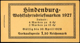 Hindenburgspende 1927, H-Blatt Durchgezähnt, Postfrisch (Rückseite Bleistiftspuren), Mi. 350,-, Katalog:... - Markenheftchen