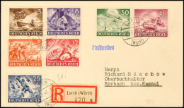 3-50 Pfg Wehrmacht I 1943 Komplett Auf Zwei Einschreiben Mit Ersttagsstempel Lorch 21.3.43 Nach Korbach, Ank.-Stpl... - Other & Unclassified