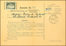 Ausweis Für Den Bezug Von Sonderwertzeichen Mit 1 RM Hitler (A-Zähnung) Köln-Holweide 27.1.44 Mit... - Other & Unclassified