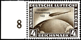 4 RM Chicagofahrt Tadellos Postfrisch Vom Linken Bogenrand, Tiefst Gepr. Schlegel BPP, Mi. 300,--, Katalog: 498... - Other & Unclassified