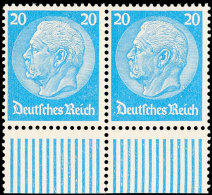 20 Pfg. Hindenburg-Waben, Kabinett Unterrand-Paar, Walzendruck, Mi. (ca.) 200,-, Katalog: 489 (2) **20 Pfg.... - Other & Unclassified