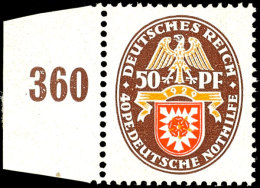 1929, Nothilfe 50 Pf. Mit Plattenfehler "PE. Statt PF.", Linkes Randstück, Prinzipiell Postfrisch, Aber... - Other & Unclassified